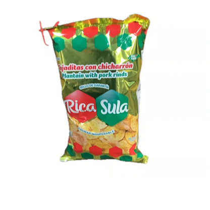 Tajaditas con chicharrón Rica Sula